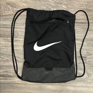 Nike Black and Gray Drawstring Backpack